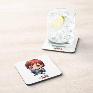 Comic Knight Personalized Kids Room Drink Coaster