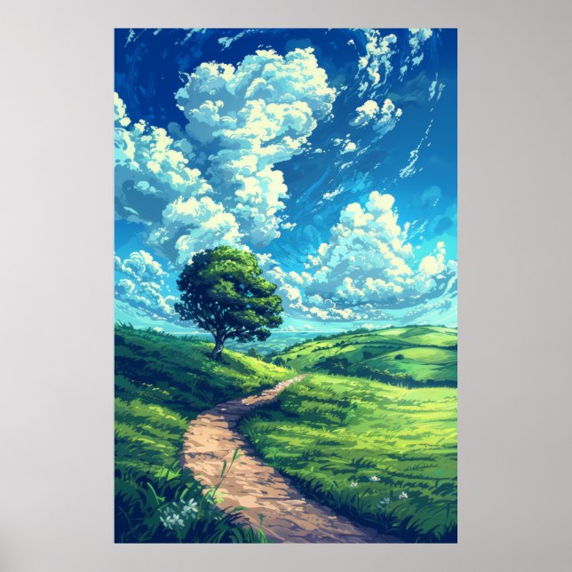 Comic Landscape Vector Poster - Colourful and Play (Front)