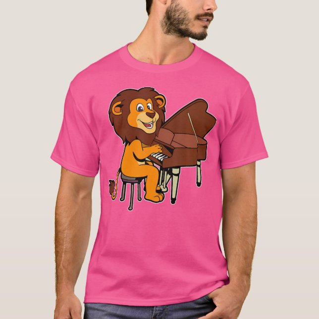 Comic Lion Plays Piano T-Shirt (Front)