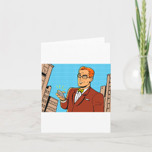 Comic Man With A Cellphone Card