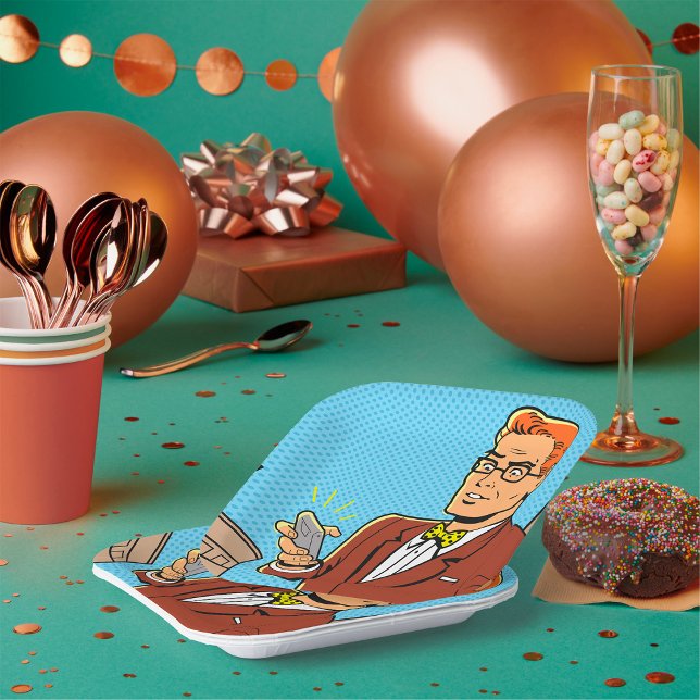 Comic Man With A Cellphone Paper Plate (Creator Uploaded)