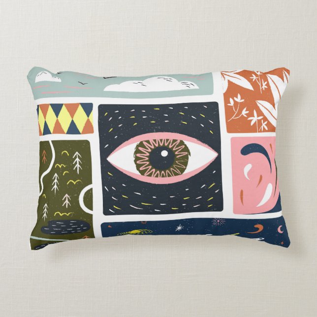 Comic Nature Space: Autumn Illustration Decorative Cushion (Front)