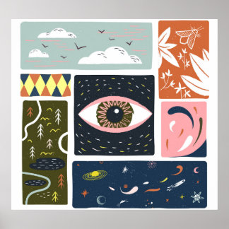 Comic Nature Space: Autumn Illustration Poster