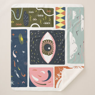 Comic Nature Space: Autumn Illustration Sherpa Blanket