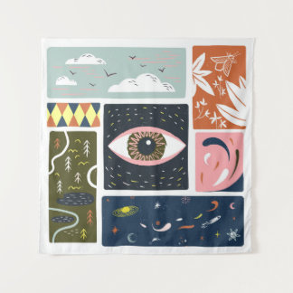 Comic Nature Space: Autumn Illustration Tapestry