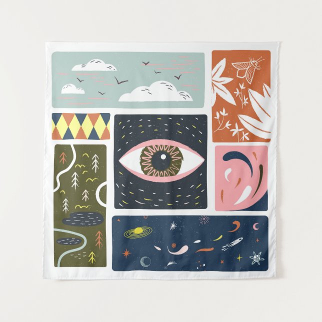 Comic Nature Space: Autumn Illustration Tapestry (Front)