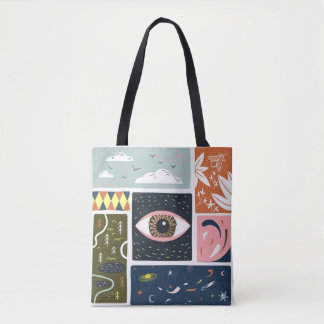 Comic Nature Space: Autumn Illustration Tote Bag