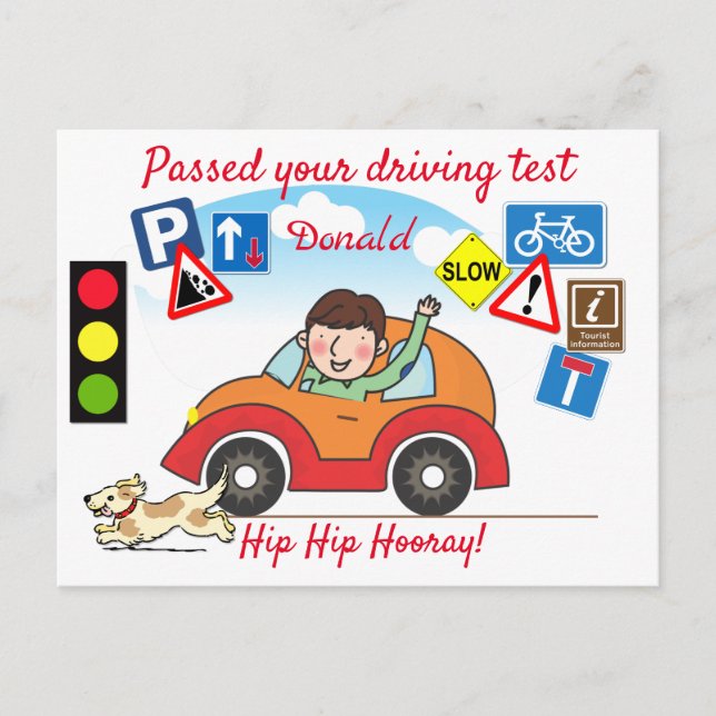Comic Passed your Driving Test Personalized  Postcard (Front)