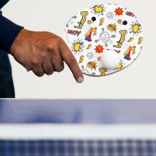 Comic Pattern Ping Pong Paddle