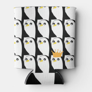 Comic Penguin: Black White Vintage Can Cooler
