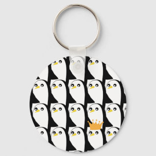 Comic Penguin: Black White Vintage Key Ring