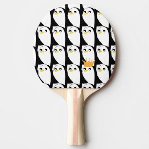 Comic Penguin: Black White Vintage Ping Pong Paddle