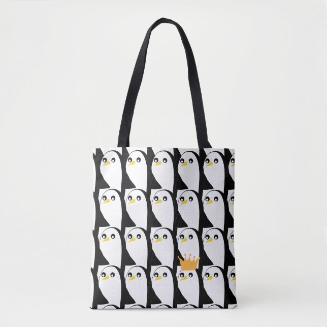 Comic Penguin: Black White Vintage Tote Bag (Front)