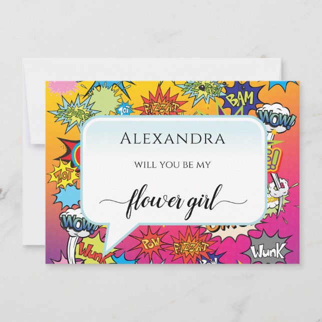 Comic Pop Art Amazing Flower Girl Card (Front)