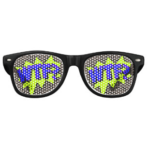 Comic Pop Art Blue Green WTF Novelty Funny Joke Retro Sunglasses
