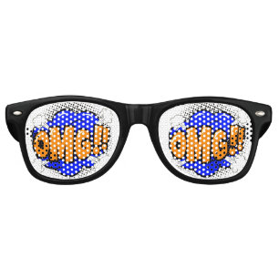 Comic Pop Art Blue Orange OMG Novelty Funny Joke Retro Sunglasses