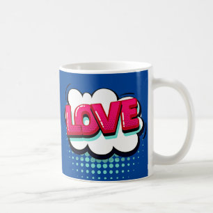 Comic Pop Art Blue Pink LOVE Novelty Funny Coffee Mug