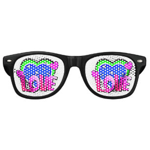 Comic Pop Art Blue Purple LOVE Novelty Funny Joke Retro Sunglasses