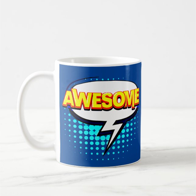 Comic Pop Art Blue Yellow AWESOME  Novelty Coffee Mug (Left)