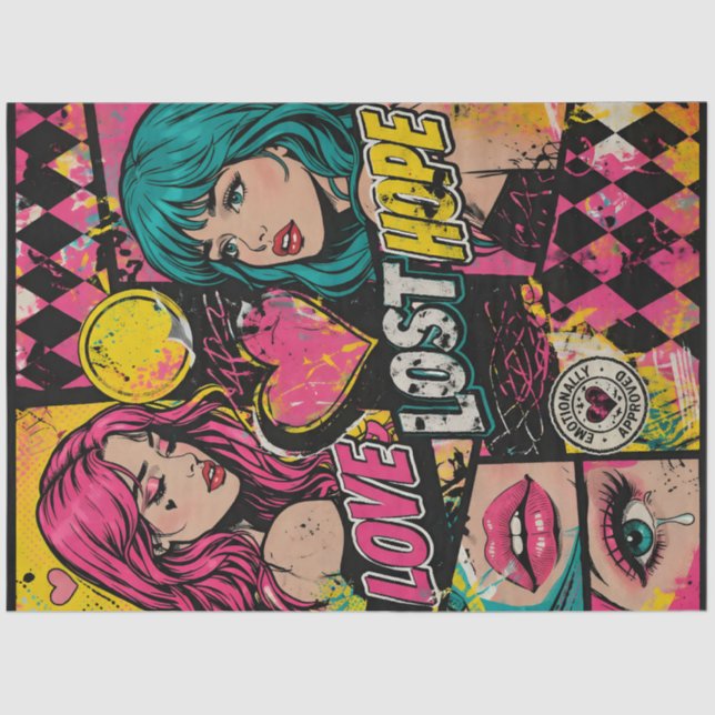 Comic Pop Art Decoupage Paper Love Strength Hope  (Front)