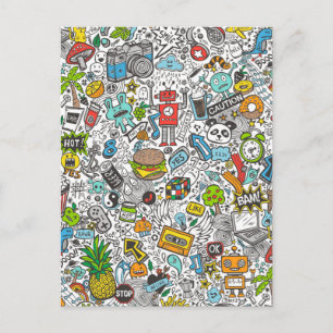 Comic Pop art Doodle Postcard