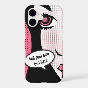 Comic Pop Art of Woman's Face Custom Speech Bubble