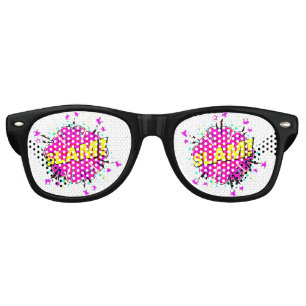 Comic Pop Art Pink Yellow SLAM Novelty Joke        Retro Sunglasses