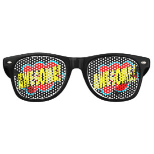 Comic Pop Art Red Yellow AWESOME Novelty Joke Retro Sunglasses