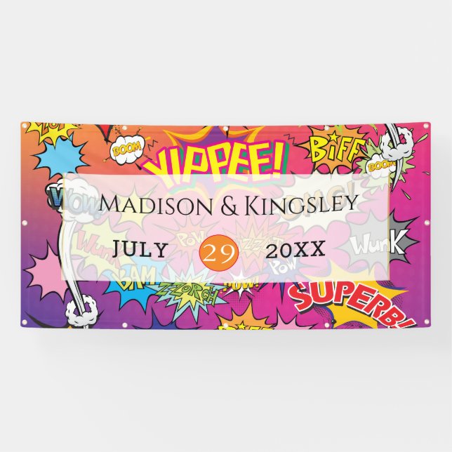Comic Pop Art 💥🎨 Wedding Graffiti Banner (Horizontal)