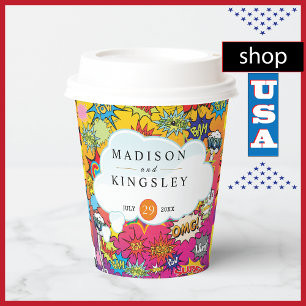 Comic Pop Art 💥🎨 Wedding Graffiti Paper Cups