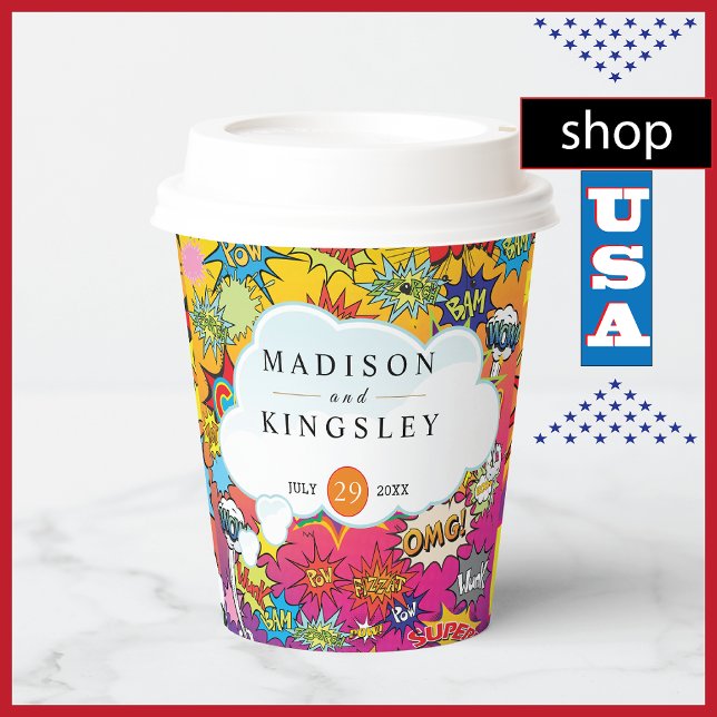 Comic Pop Art 💥🎨 Wedding Graffiti Paper Cups (Creator Uploaded)