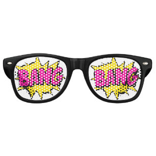 Comic Pop Art Yellow Purple BANG Novelty Fun Joke Retro Sunglasses