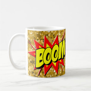Comic Pop Art Yellow Red BOOM Novelty Funny Coffee Mug