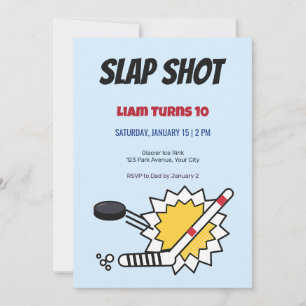 Comic Pop Hockey 10th Birthday Invitation