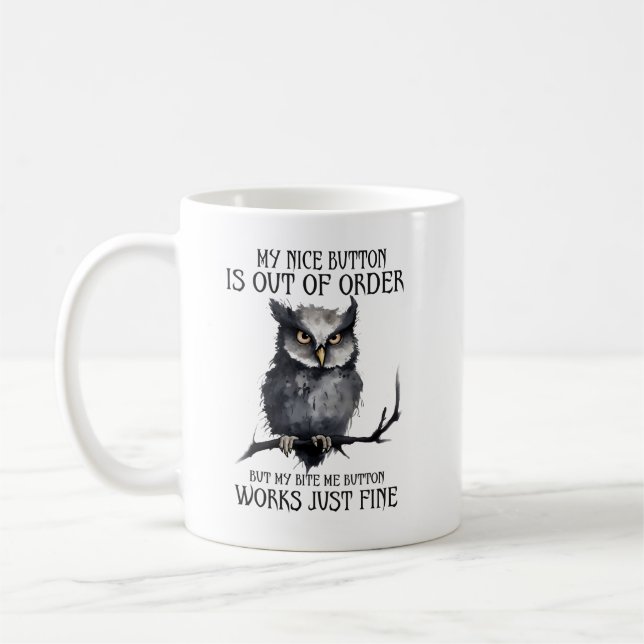 Comic Quote Owl  Coffee Mug (Left)