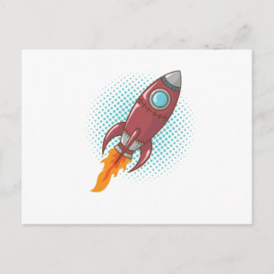 Comic Rakete Raumschiff Weltall Flugkörper Postcard