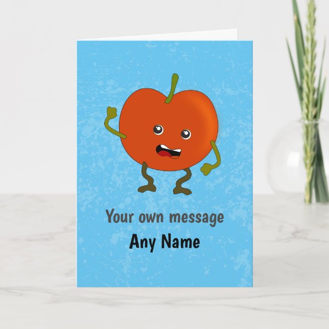 Comic Rotten Tomato Shaking Fist - Custom Text Card (Front)