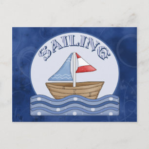 Comic Sailing Boat Postcard