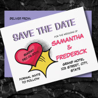 Comic Save the Date Postcard | Modern Pop Art