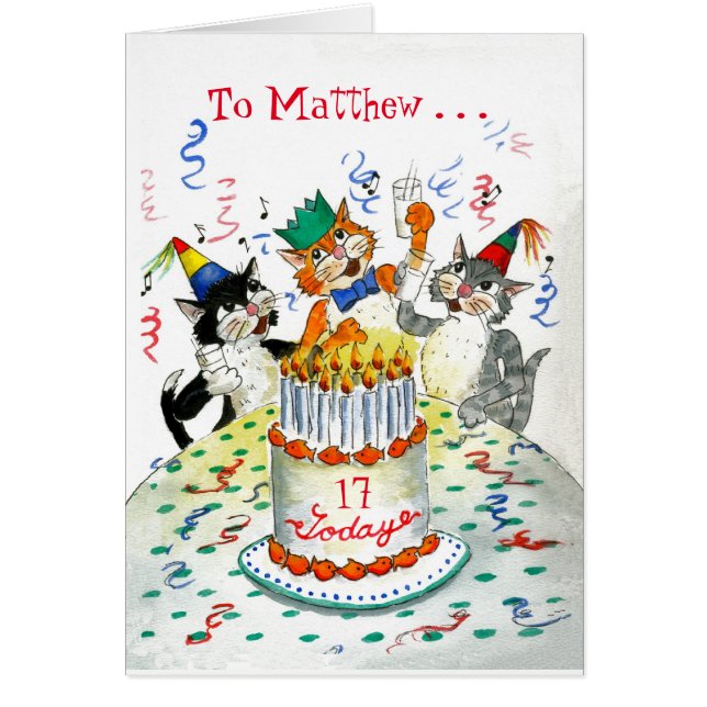 Comic Singing Cats Custom Age-specific Birthday (Front)