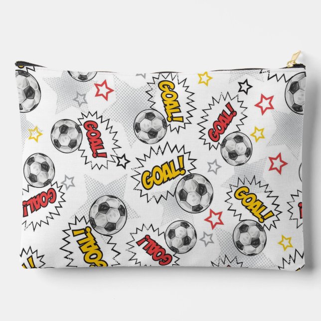 Comic Soccer Goal Pattern – Retro Sports Accessory Pouch (Back)
