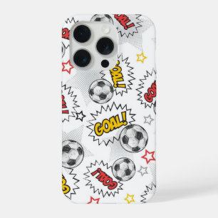 Comic Soccer Goal Pattern – Retro Sports iPhone 15 Pro Case