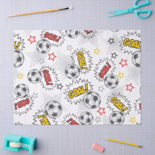 Comic Soccer Goal Pattern – Retro Sports Tissue Paper
