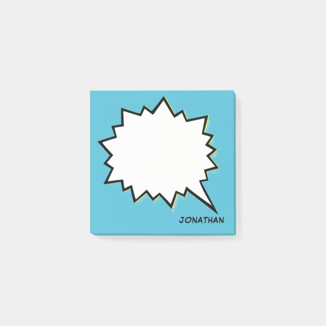 Comic Speech Bubble Personalised Custom Colour Post-it Notes (Front)