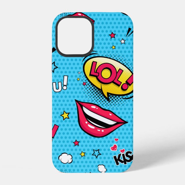 Comic speech bubbles and female lips with differen iPhone case (Back)