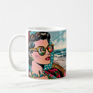 Comic Style Art Woman Watching Hula Dancer Coffee Mug