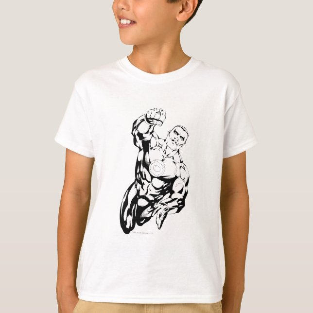 Comic Style - Flying Up, Black and White T-Shirt (Front)