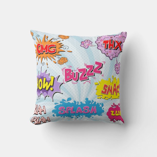 Comic Style Girly Super Hero Design Cushion (Front)