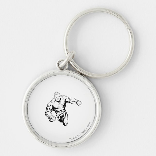 Comic Style - Green Lantern, Black and White Key Ring (Front)