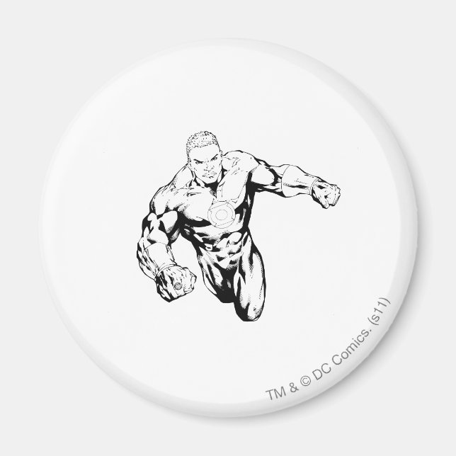 Comic Style - Green Lantern, Black and White Magnet (Front)
